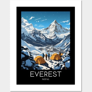 A Pop Art Travel Print of Mount Everest - Nepal Posters and Art